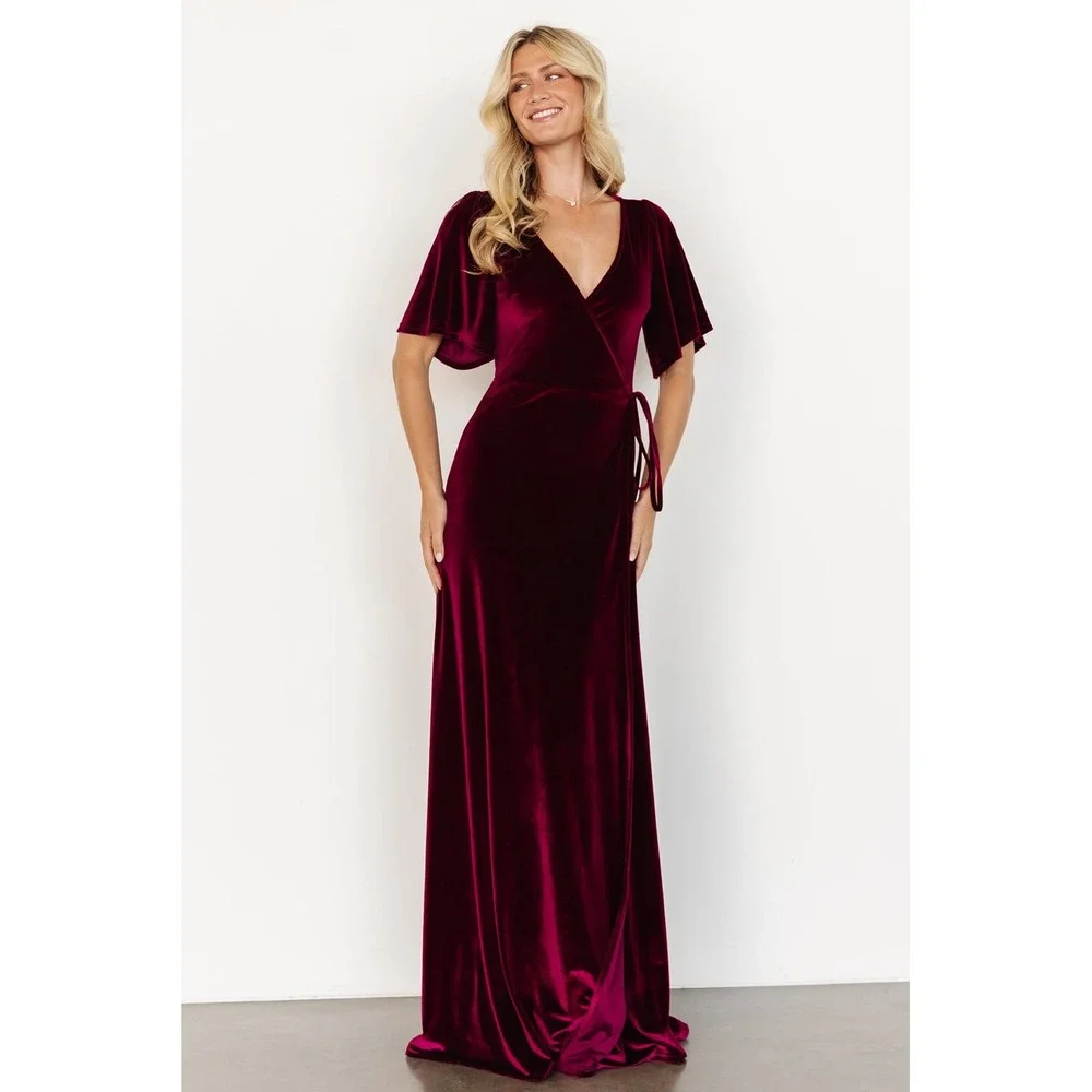 Baltic Born Deep Red Velvet Maxi Dress - Picture 3 of 13
